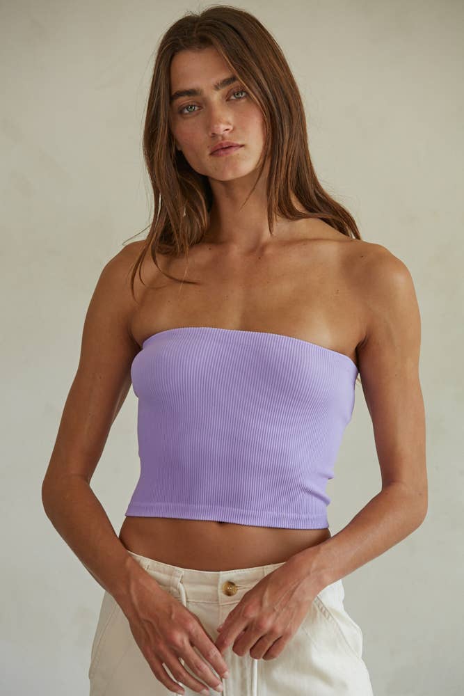 Seamless Ribbed Tube Top: Violet Tulip / SM